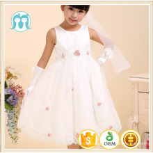 vestido de fiesta de los niños vestido de boda vestido de flores appliqued